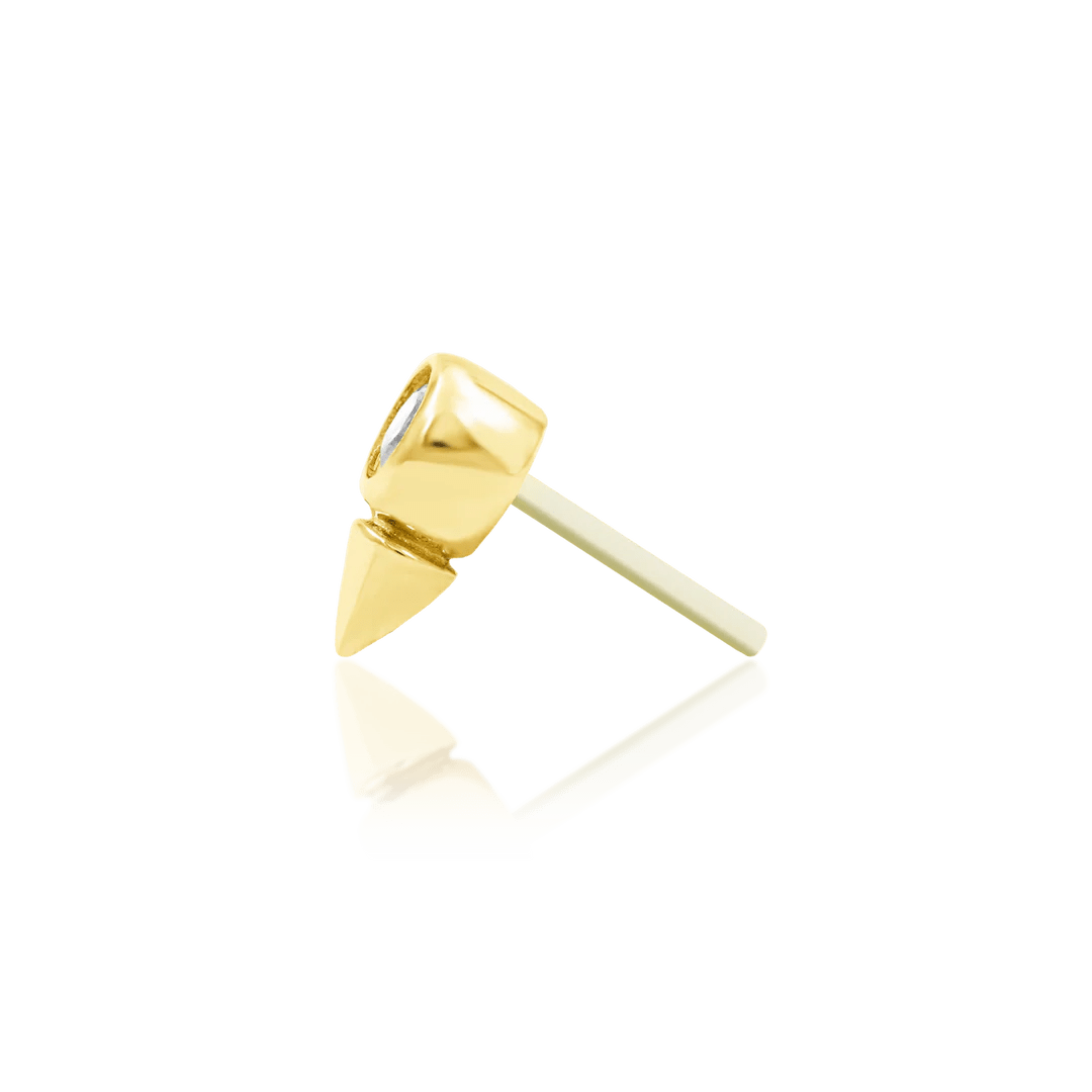 Octavia – CZ Bezel Spike – 14K Gold Threadless End - piercing - zone.com