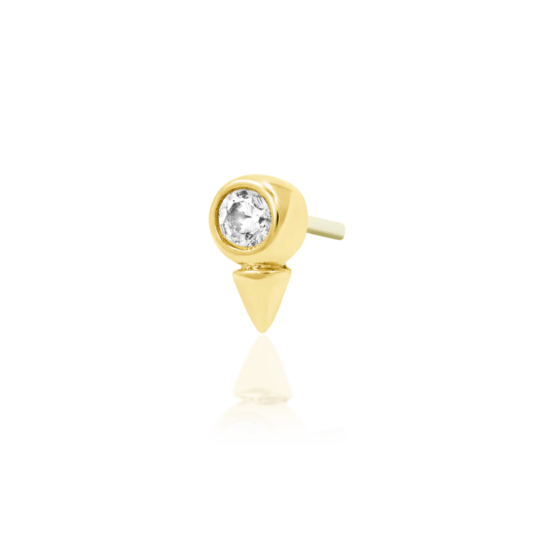 Octavia – CZ Bezel Spike – 14K Gold Threadless End - piercing - zone.com