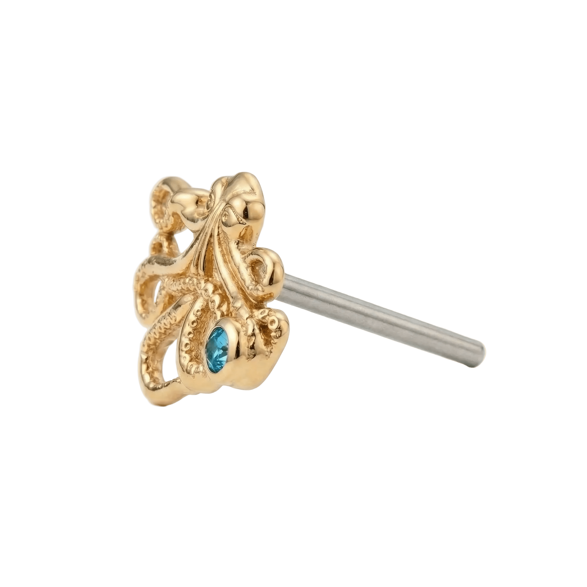 Octopus – 14K Gold Threadless/Threaded End - piercing - zone.com