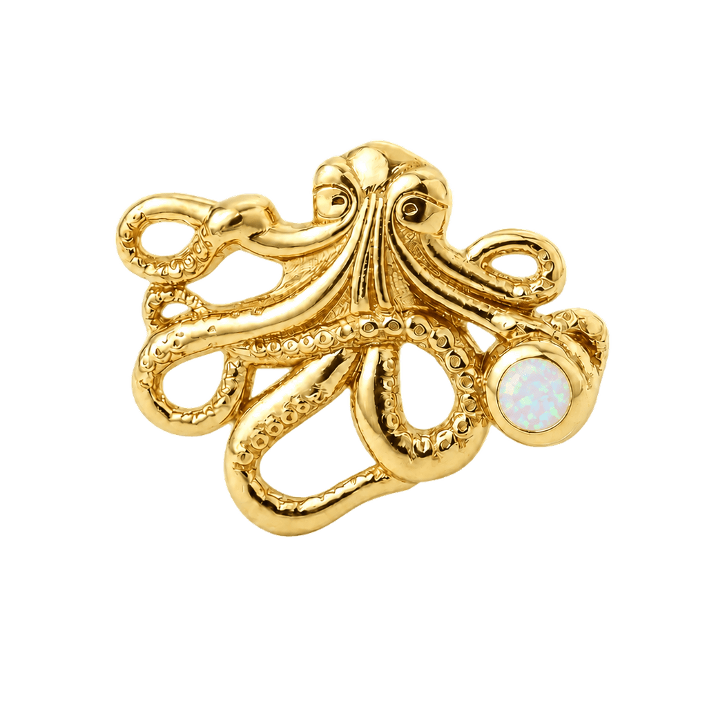 Octopus – 14K Gold Threadless/Threaded End - piercing-zone.com