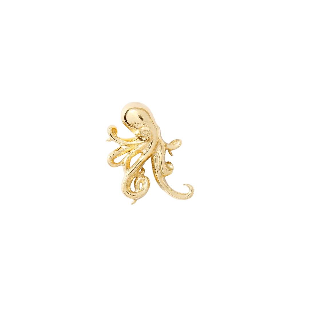 Octopus Pin - 14K Gold Octopus Threadless End - piercing - zone.com
