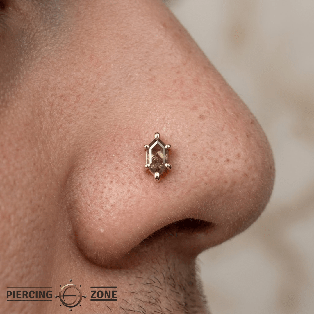 Oh Hell Yes – Smoky Quartz Baguette – 14K Gold Threadless End - piercing - zone.com
