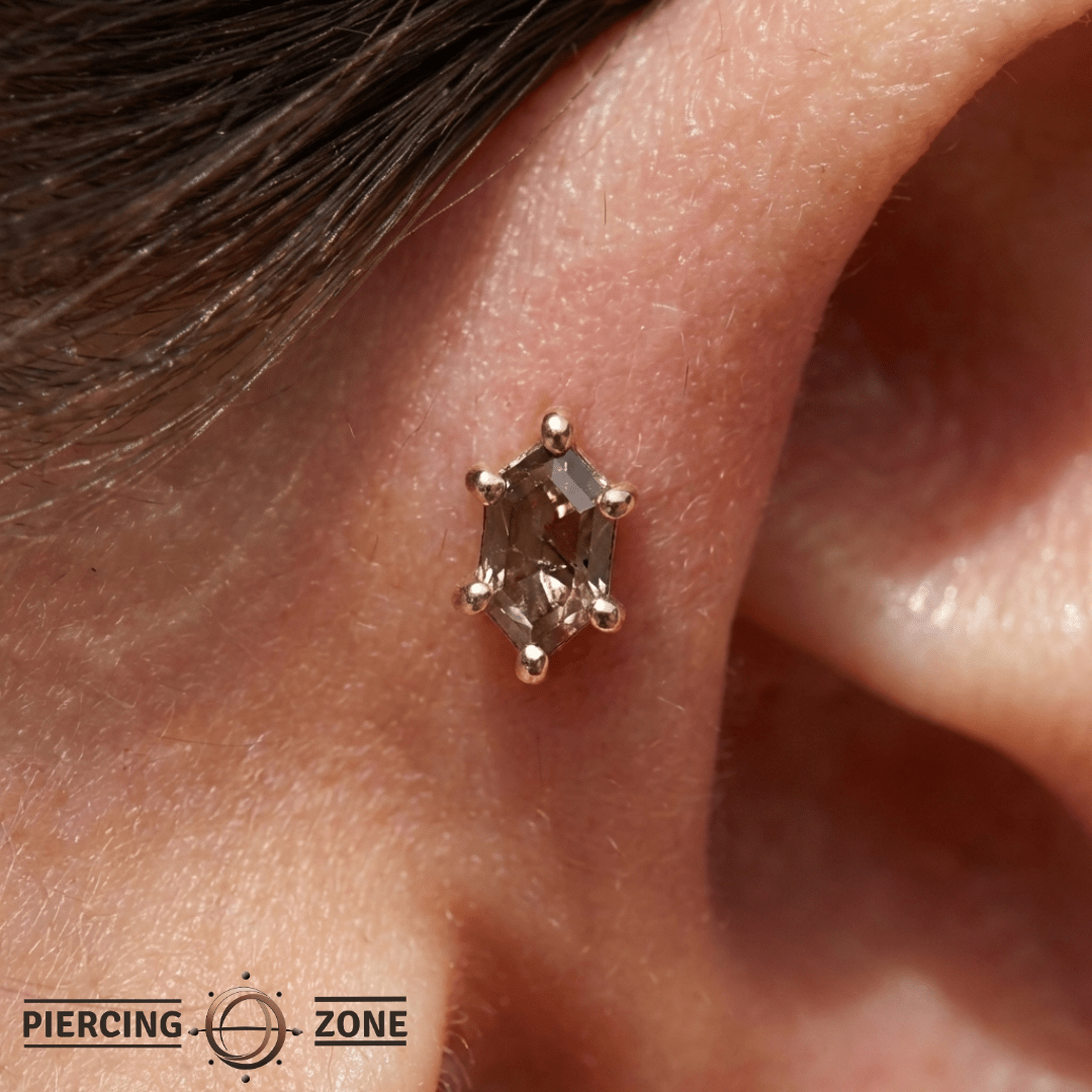 Oh Hell Yes – Smoky Quartz Baguette – 14K Gold Threadless End - piercing - zone.com