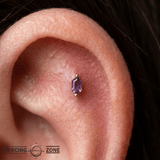 Oh My My – Hex Cut Amethyst – 14K Gold Threadless End - piercing - zone.com