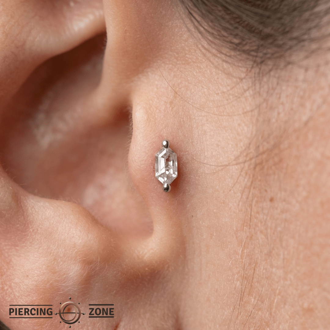 Oh My My – Hex Cut CZ – 14K Gold Threadless End - piercing - zone.com