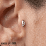 Oh My My – Hex Cut CZ – 14K Gold Threadless End - piercing - zone.com