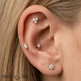 Oh My My – Hex Cut CZ – 14K Gold Threadless End - piercing - zone.com