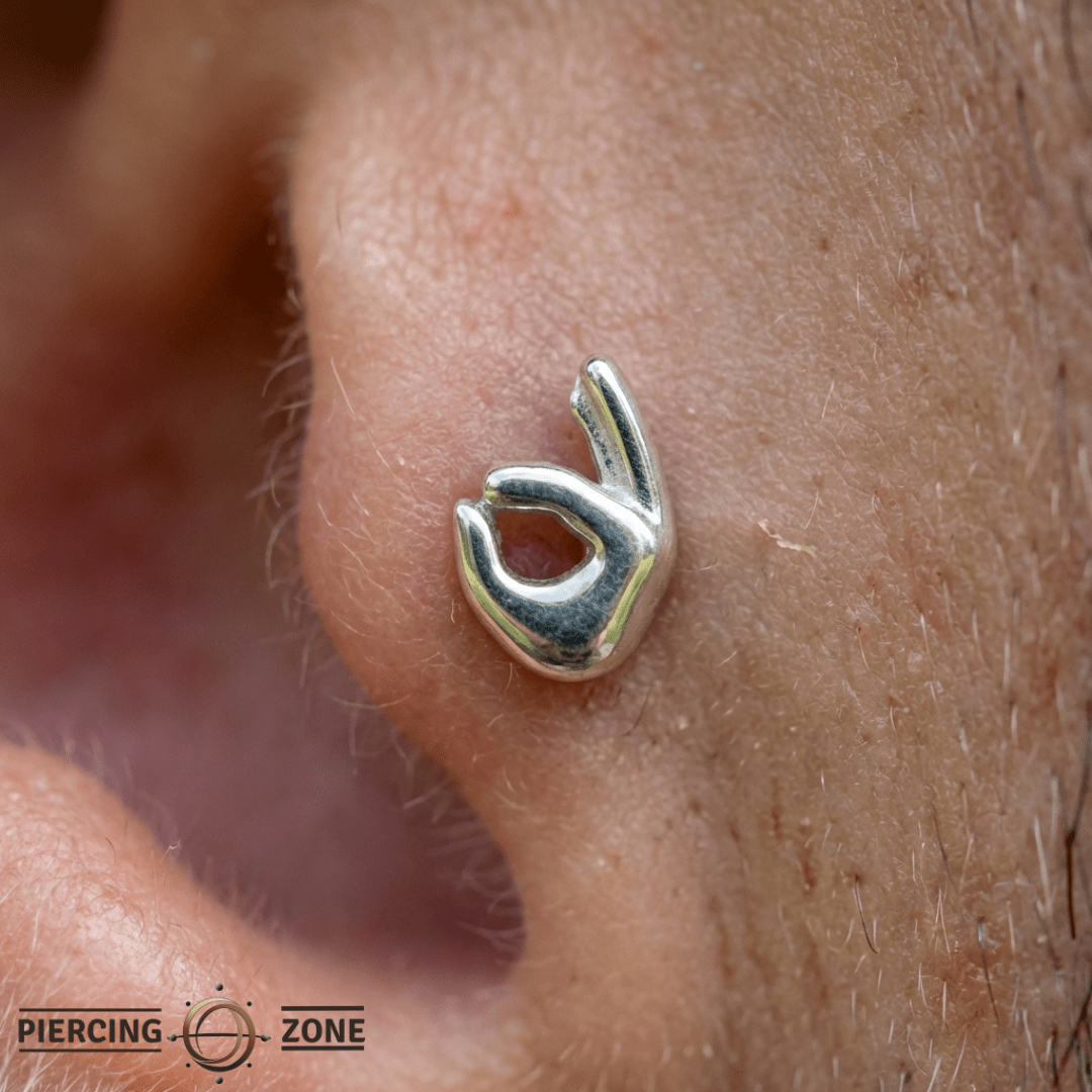 OK Sign Emoji – 14K Gold Threadless/Threaded End - piercing - zone.com