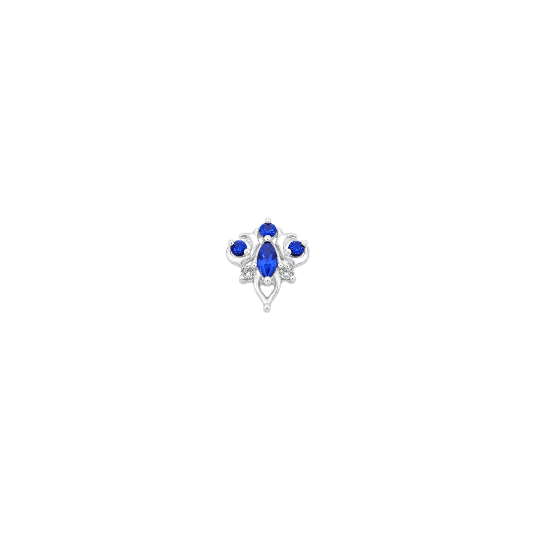 Oleander - 14K Gold Lab Blue Sapphire Threadless End - piercing-zone.com
