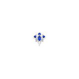 Oleander - 14K Gold Lab Blue Sapphire Threadless End - piercing-zone.com
