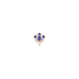 Oleander - 14K Gold Lab Blue Sapphire Threadless End - piercing-zone.com