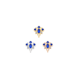 Oleander - 14K Gold Lab Blue Sapphire Threadless End - piercing-zone.com