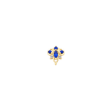 Oleander - 14K Gold Lab Blue Sapphire Threadless End - piercing-zone.com