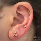 Olive Branch – Peridot CZ Curve – 14K Gold Threadless End - piercing - zone.com