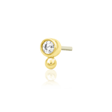 Olivia – CZ Bezel & Gold Bead – 14K Gold Threadless End - piercing - zone.com