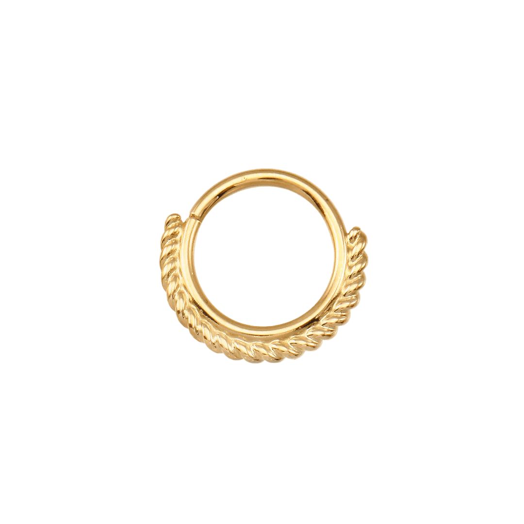One - Sided Filigree Seamless Ring – 14K Gold Cup & Divot Design - piercing - zone.com