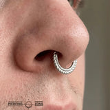 One - Sided Filigree Seamless Ring – 14K Gold Cup & Divot Design - piercing - zone.com