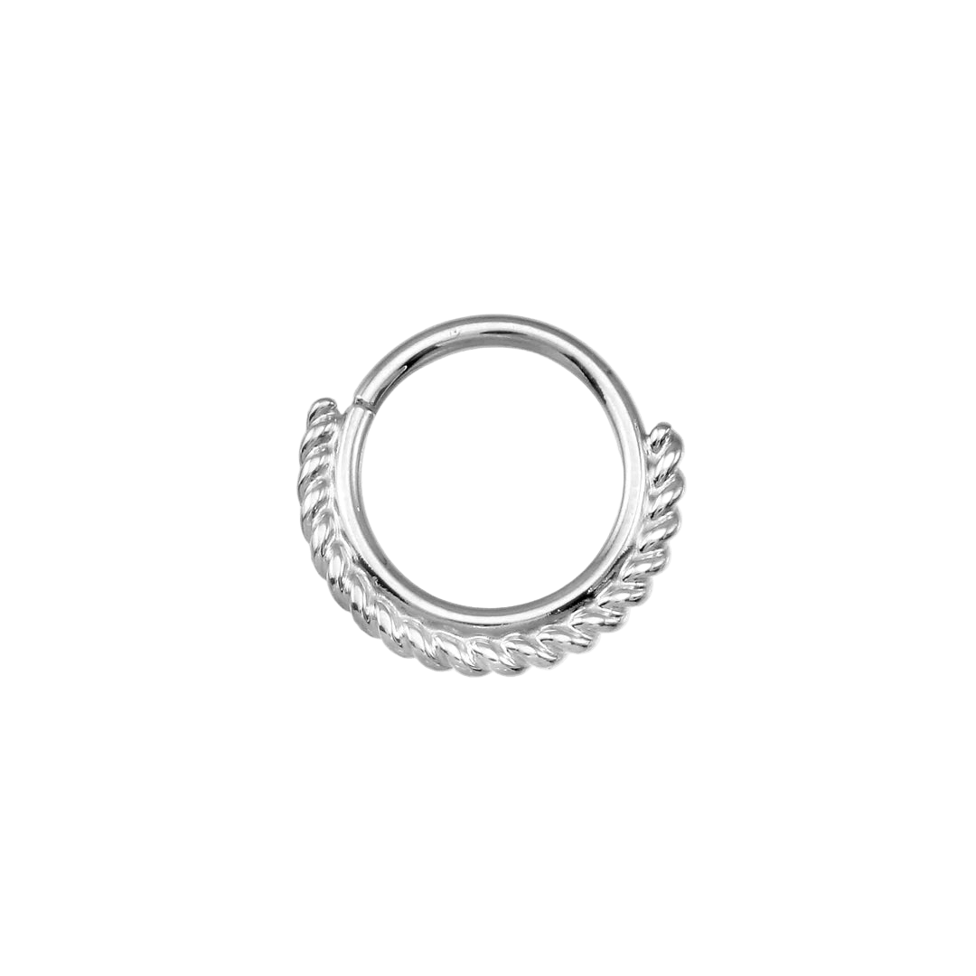 One - Sided Filigree Seamless Ring – 14K Gold Cup & Divot Design - piercing - zone.com