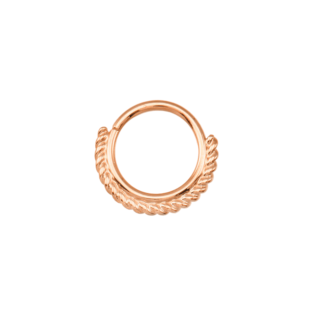 One - Sided Filigree Seamless Ring – 14K Gold Cup & Divot Design - piercing - zone.com