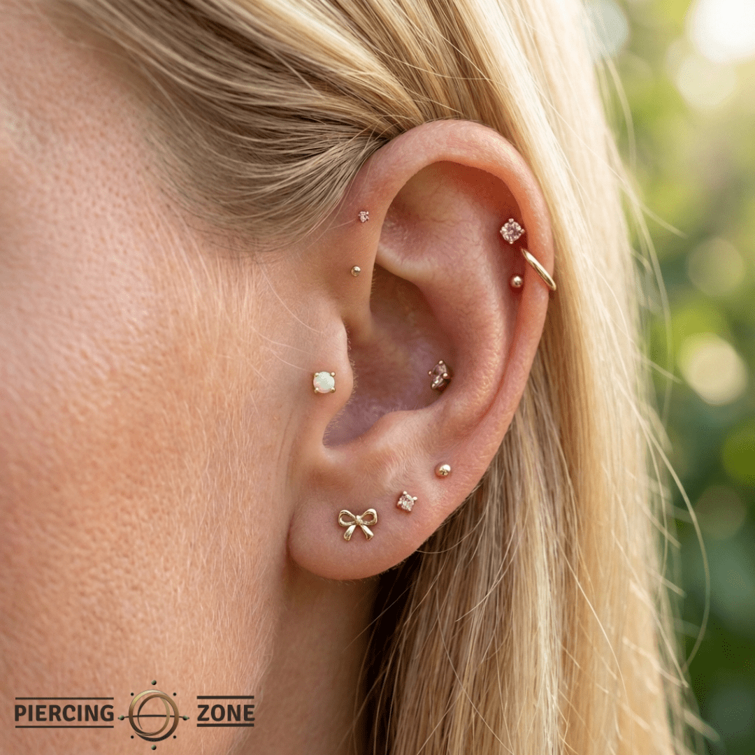 Opal Prong Cabochon – 14K Gold Threadless End - piercing - zone.com