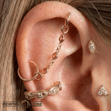 Orange - Yellow Sapphire Chain – 18K Gold Gemstone Piercing Chain - piercing - zone.com