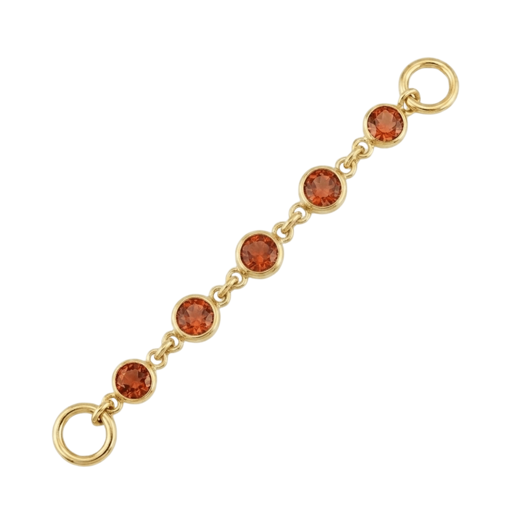 Orange-Yellow Sapphire Chain – 18K Gold Gemstone Piercing Chain - piercing-zone.com