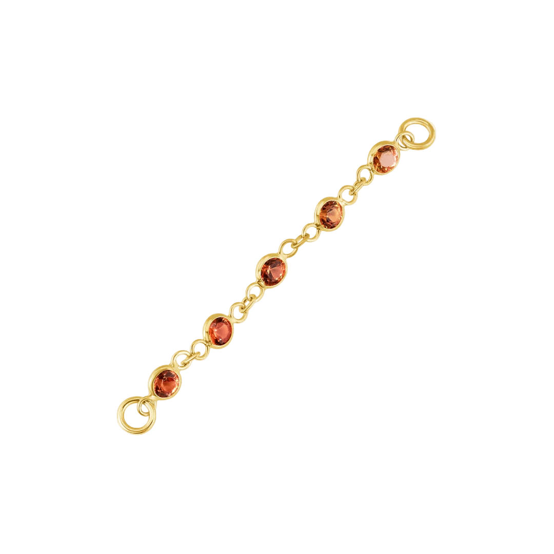Orange - Yellow Sapphire Chain – 18K Gold Gemstone Piercing Chain - piercing - zone.com