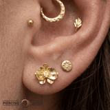 Orchid – 14K Gold Floral Threadless End - piercing - zone.com