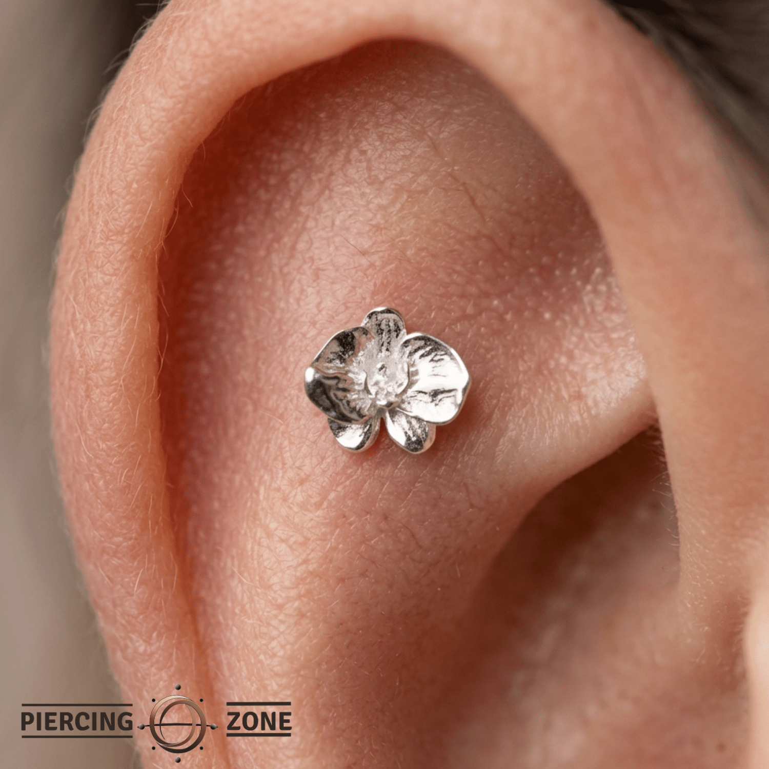 Orchid – 14K Gold Floral Threadless End - piercing - zone.com