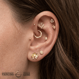 Orchid – 14K Gold Floral Threadless End - piercing - zone.com