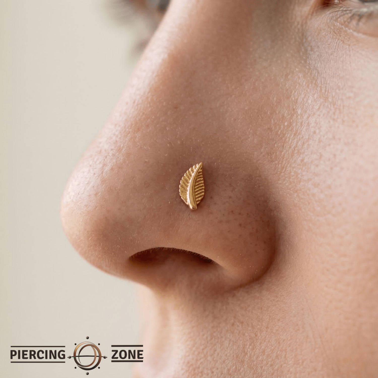 Origin Leaf – Ridged Silhouette – 14K Gold Threadless End - piercing - zone.com