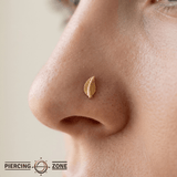 Origin Leaf – Ridged Silhouette – 14K Gold Threadless End - piercing - zone.com