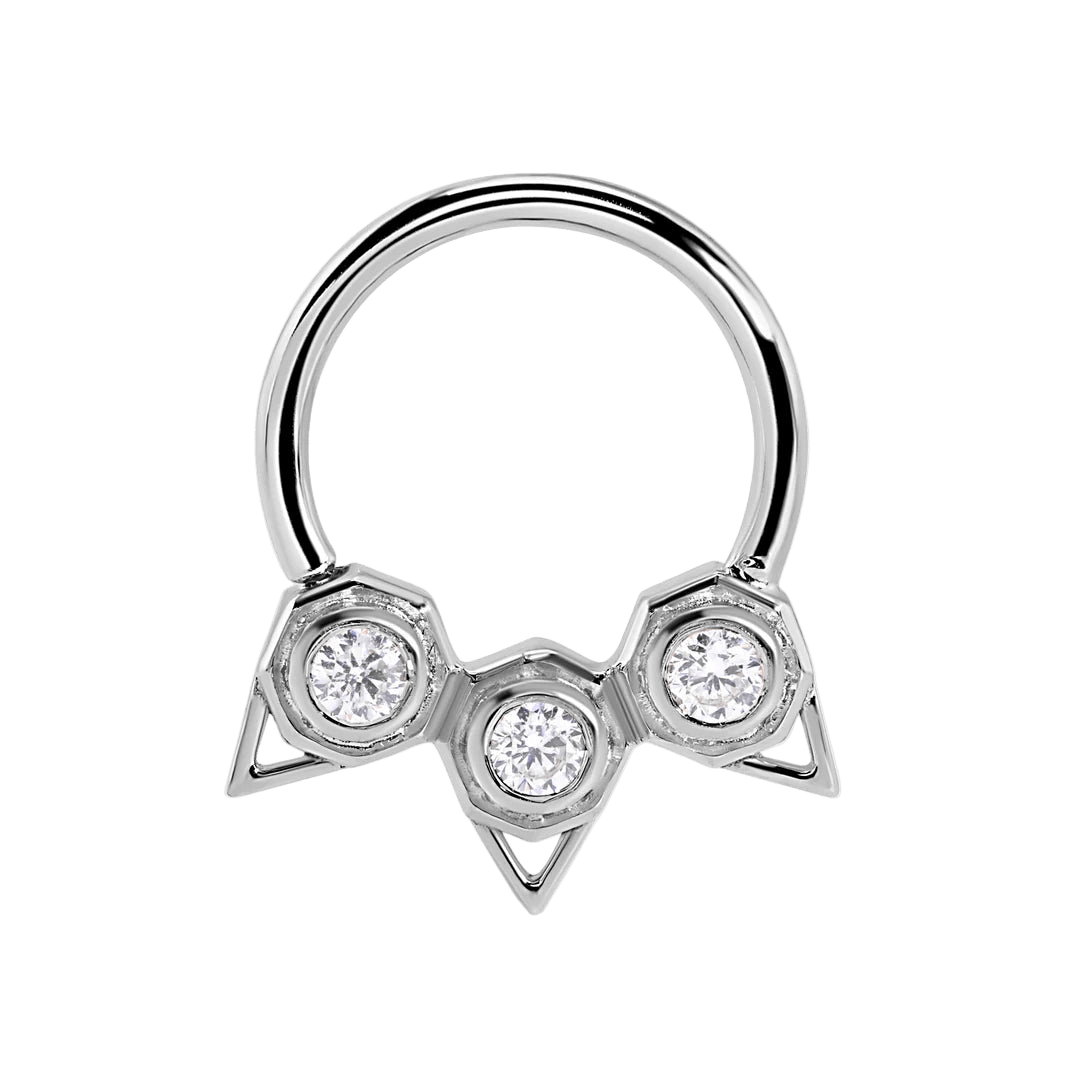 Orion Seamless Ring – 14K Gold Three - Gem Constellation Arc - piercing - zone.com