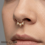 Orion Seamless Ring – 14K Gold Three - Gem Constellation Arc - piercing - zone.com