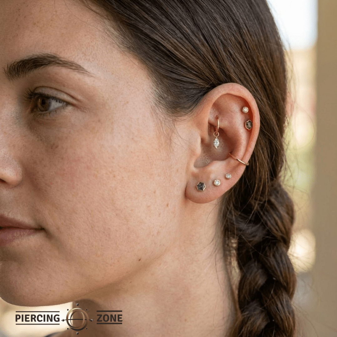 Ornament Marquise Prong – 14K & 18K Gold Gemstone Charm - piercing - zone.com