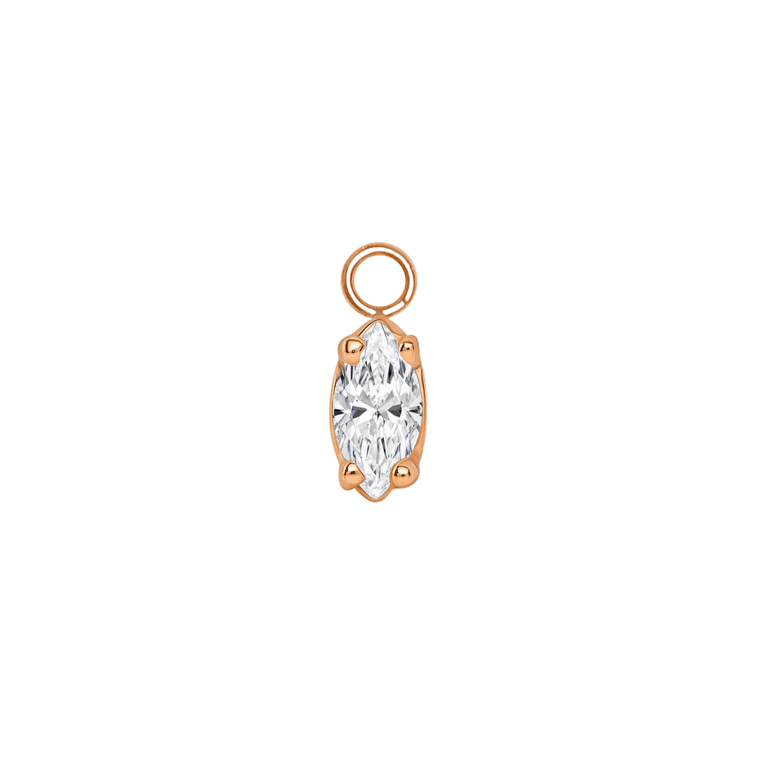 Ornament Marquise Prong – 14K & 18K Gold Gemstone Charm - piercing - zone.com