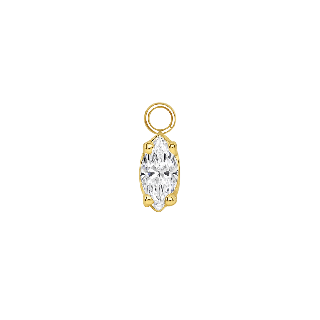 Ornament Marquise Prong – 14K & 18K Gold Gemstone Charm - piercing - zone.com