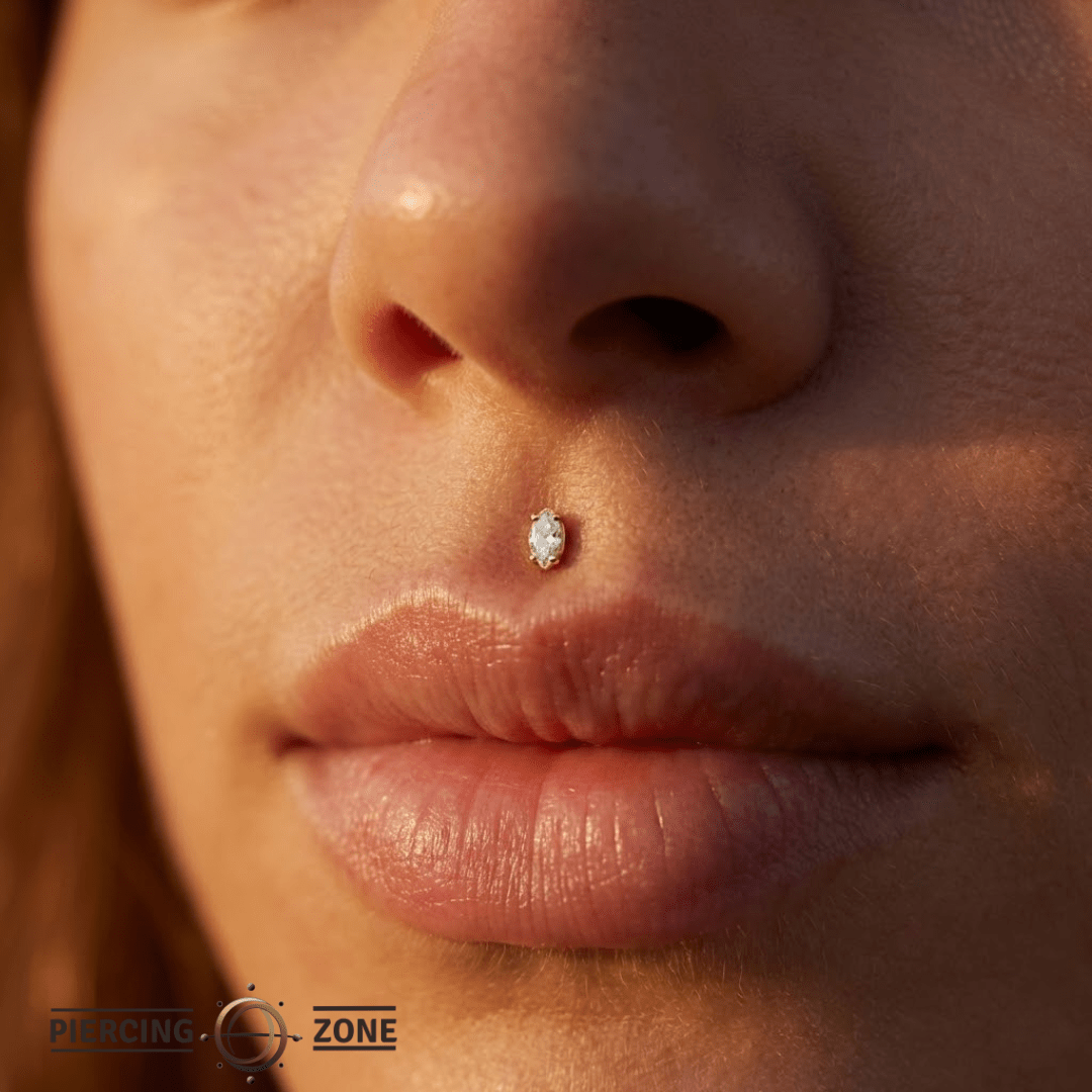 Ornament Marquise Prong – 14K Gold Threadless/Threaded End - piercing - zone.com