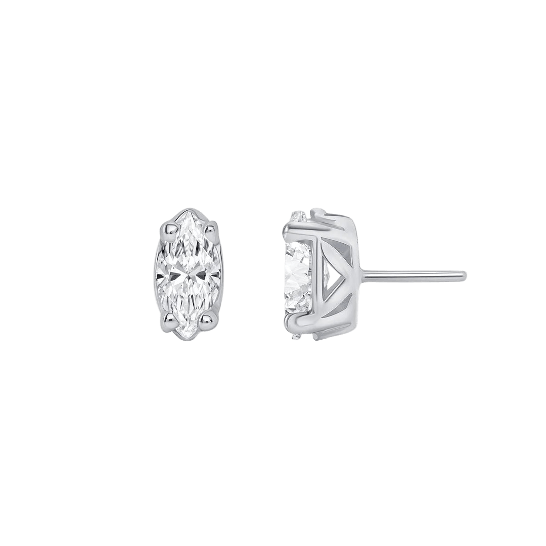 Ornament Marquise Prong – 14K/18K Gold Threadless End - piercing - zone.com