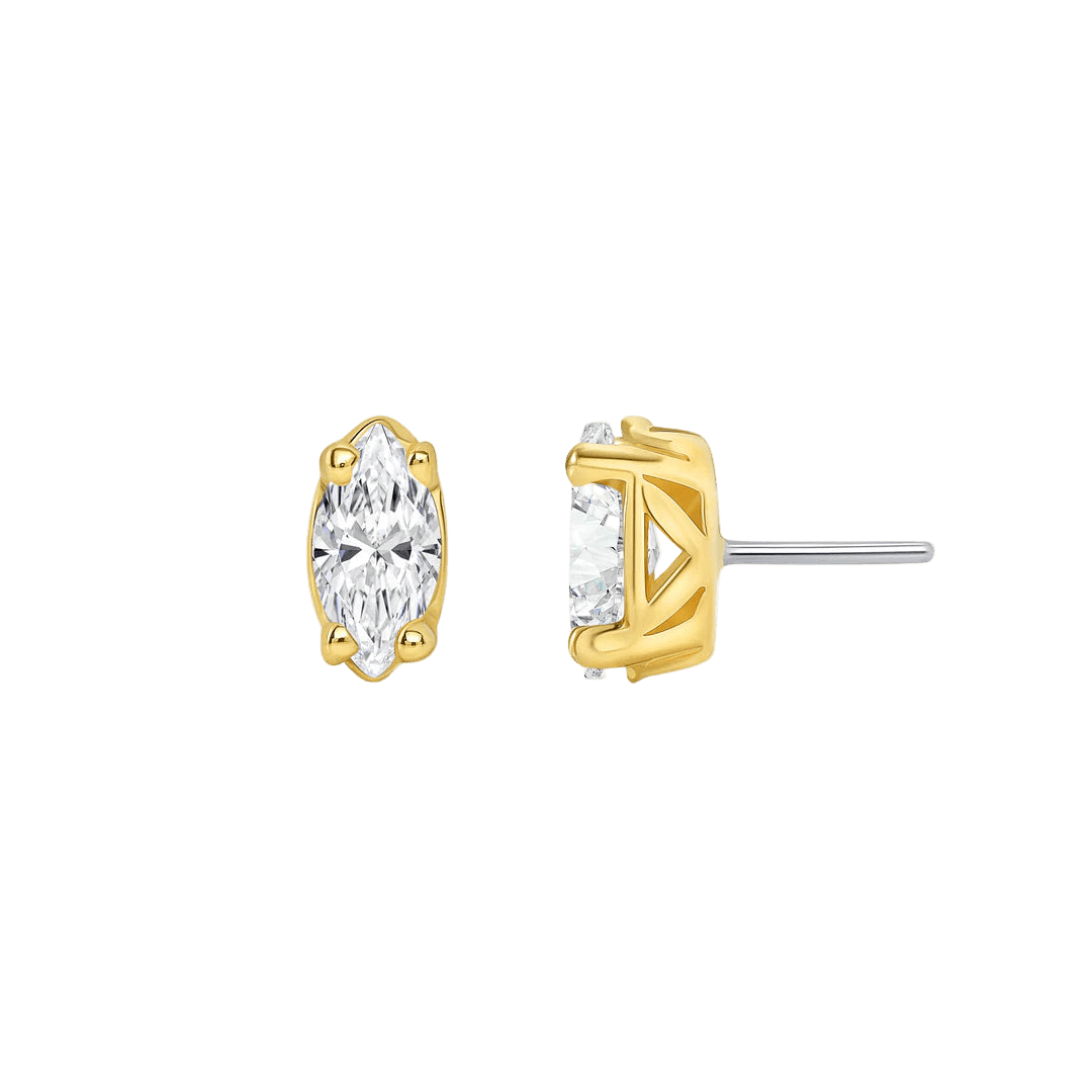 Ornament Marquise Prong – 14K/18K Gold Threadless End - piercing - zone.com
