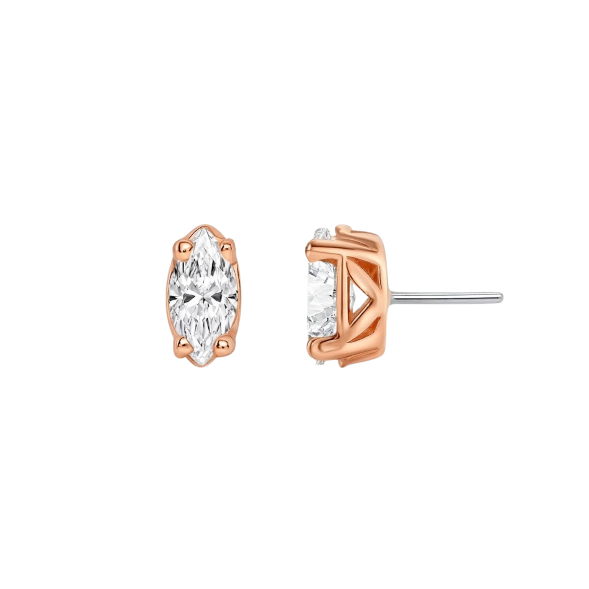 Ornament Marquise Prong – 14K Gold Threadless/Threaded End