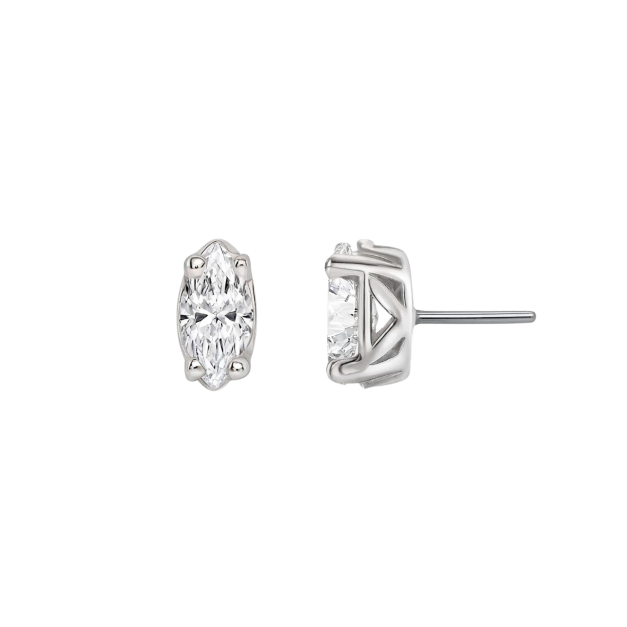 Ornament Marquise Prong – 14K Gold Threadless/Threaded End
