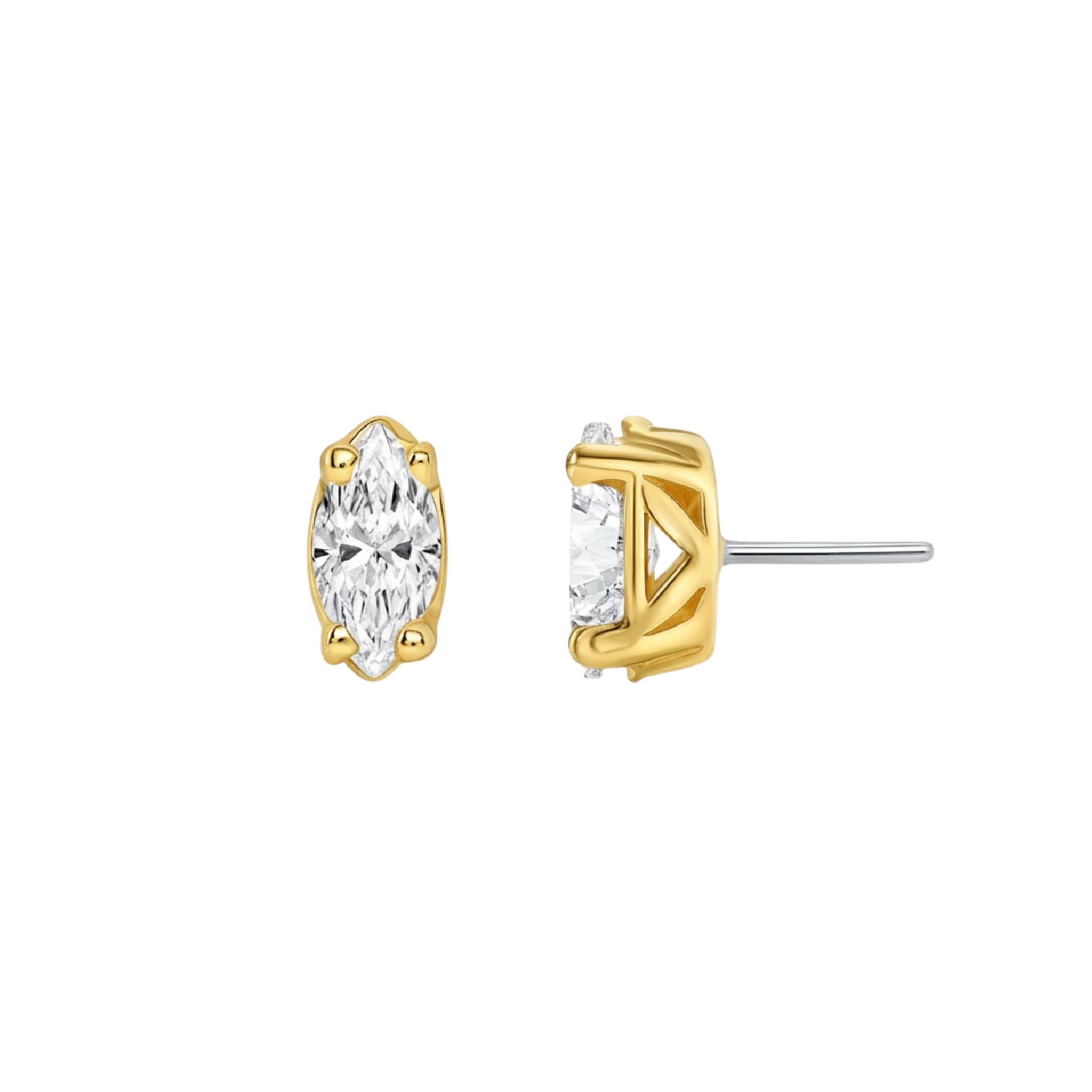 Ornament Marquise Prong – 14K Gold Threadless/Threaded End