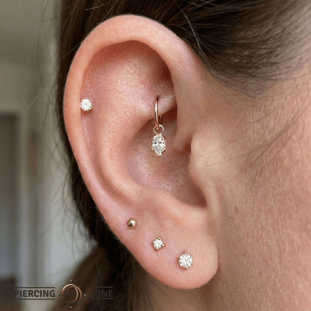 Ornament Pear Prong – 14K & 18K Gold Gemstone Charm - piercing - zone.com