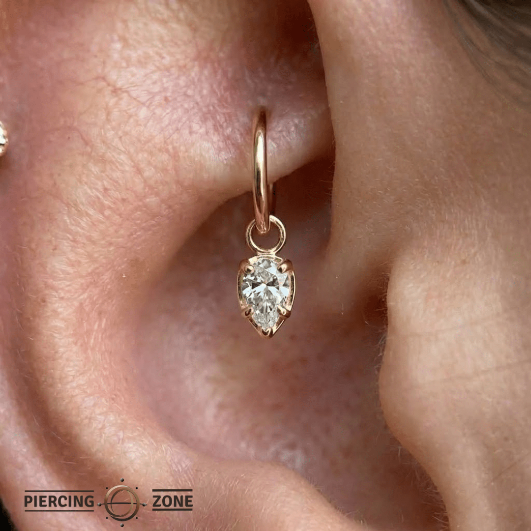 Ornament Pear Prong – 14K & 18K Gold Gemstone Charm - piercing - zone.com
