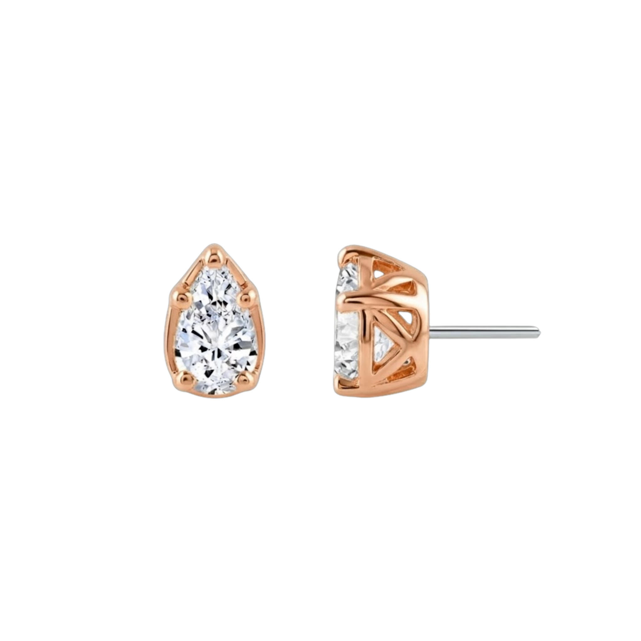 Ornament Pear Prong – 14K Gold Threadless/Threaded End