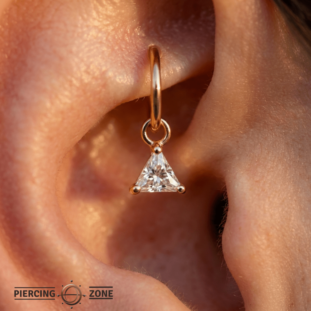 Ornament Triangle Prong – 14K & 18K Gold Gemstone Charm - piercing - zone.com