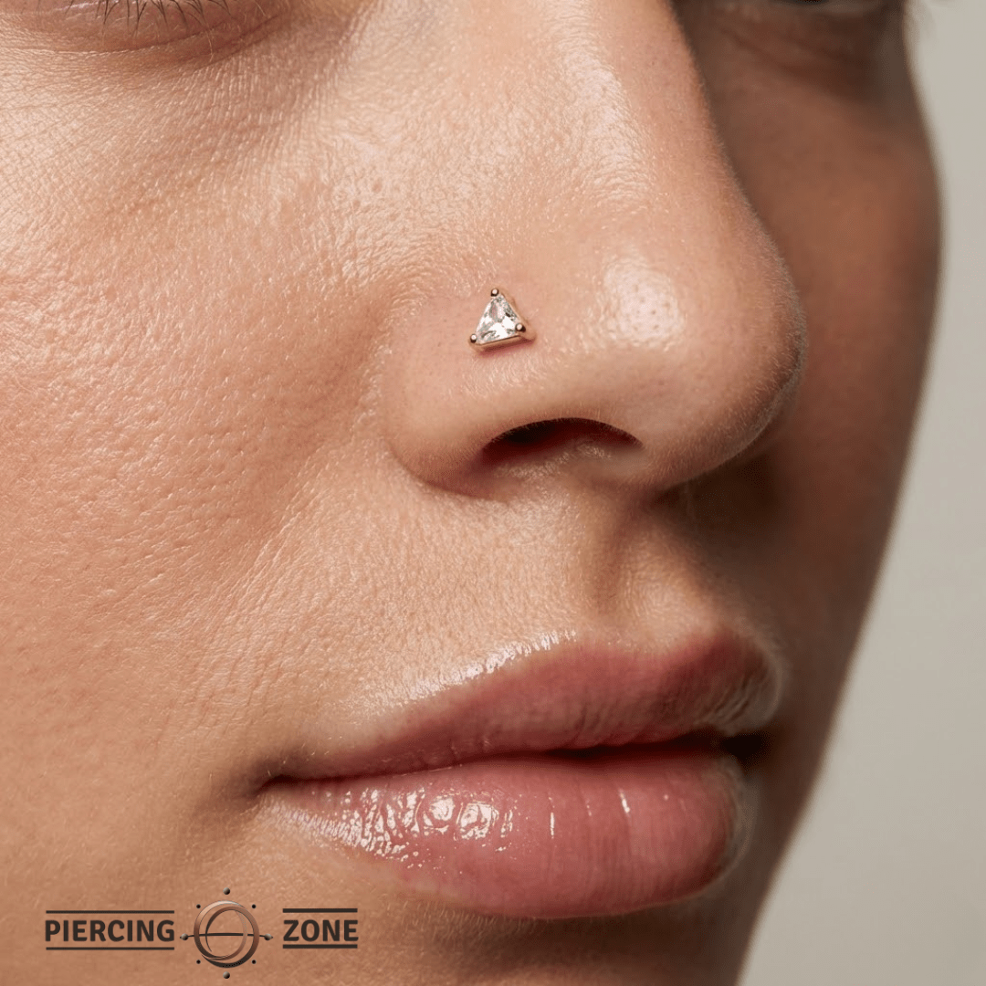 Ornament Triangle Prong – 14K Gold Threadless/Threaded End - piercing - zone.com