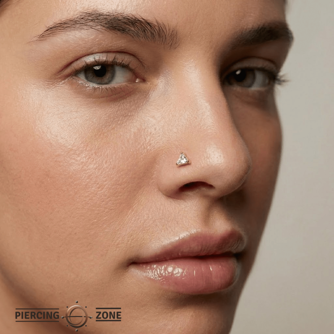 Ornament Triangle Prong – 14K Gold Threadless/Threaded End - piercing - zone.com