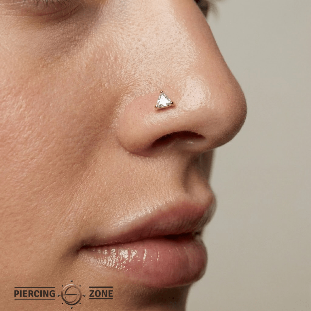 Ornament Triangle Prong – 14K Gold Threadless/Threaded End - piercing - zone.com
